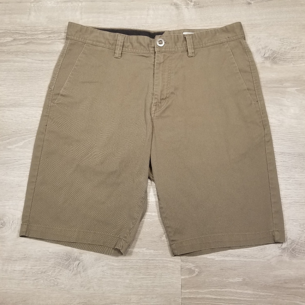 Volcom Frickin Modern Stretch Chino Shorts Mens Size 33 Brown Casual Pockets